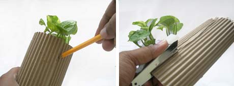 Marking and Stapling the Corrugated Paper Wrap - Ecofriendly Gift Wrapping Tutorial