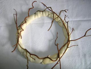 wreath-twigs Twigs wrapped around the wreath base